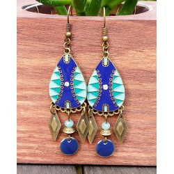 Boucles d'oreilles " Les Ethniques" bleu et bronze