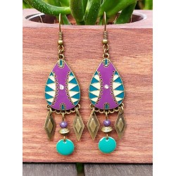 Boucles d'oreilles " Les Ethniques" violet, vert et bronze