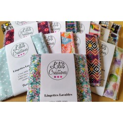 Lot de 3 lingettes lavables "Cactus" en micro éponge de tencel / tons  pastels multicolors