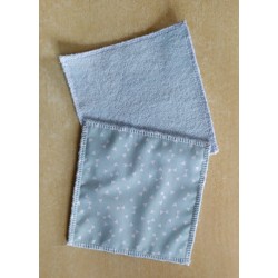 Lot de 2 lingettes lavables "Petites fleurs" en micro éponge de coton bio/ tons bleus et roses