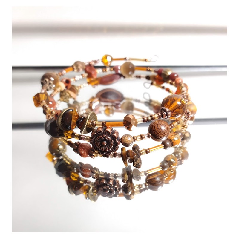 copy of Bracelet à mémoire de forme  2 tours Gris noir et argenté