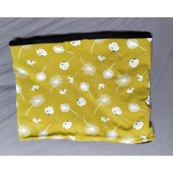 Snood / Tour de cou Adulte "Fleurs de pissenlit" Moutarde, blanc et noir
