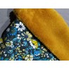 Snood / Tour de cou Adulte "Fleurs" moutarde et bleu