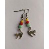 Boucles d'oreilles "Chat" jaune, bleu, rouge et argenté