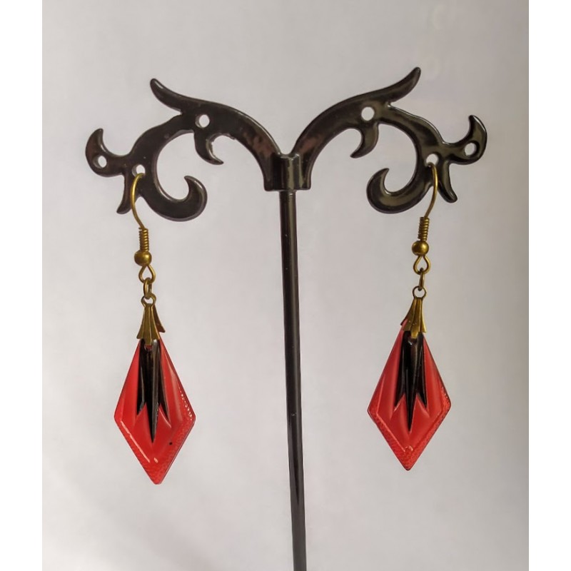 copy of Boucles d'oreilles en verre "Vintage" / Orange, rouge et bronze