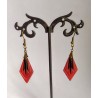 Boucles d'oreilles "Art déco" / Pendentifs vintages rares 1940 / rouge et bronze