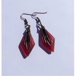 copy of Boucles d'oreilles en verre "Vintage" / Orange, rouge et bronze