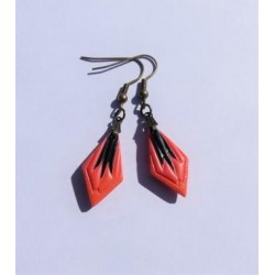 copy of Boucles d'oreilles en verre "Vintage" / Orange, rouge et bronze