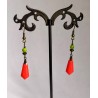 Boucles d'oreilles "Art déco" / Pendentifs vintages rares 1950 / orange, citron vert et bronze