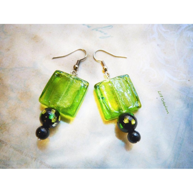 Boucles d'oreilles en verre de Murano vert