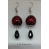 Boucles d'oreilles avec grosse perles en verre de Murano noir et rouge