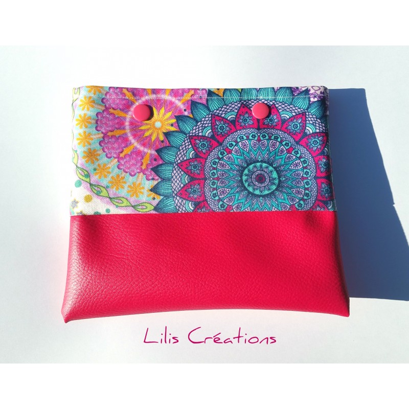 Pochette "Mandala" en simili cuir et coton enduit