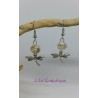 Boucles d'oreilles "Libellules" avec perles de verre Lampwork artisanales / rose et vert