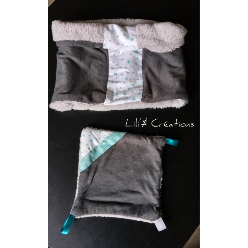 SUR COMMANDE / Ensemble snood - tour de cou et doudou plat bébé
