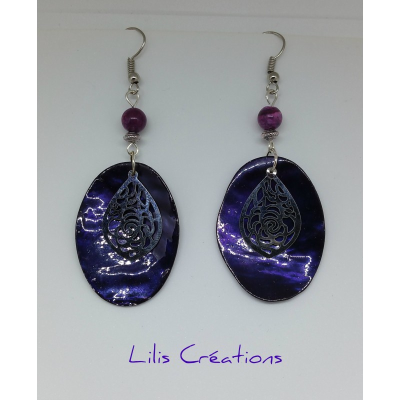 Boucles d'oreilles "Nacre" violet
