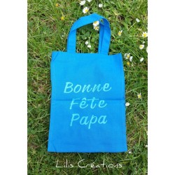Mini Sac Tote-bag "Bonne fête papa -  VW" bleu