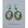 Boucles d'oreilles  "La femme" bleu et argenté