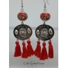 Boucles d'oreilles "Les ethniques" Rouge et argent