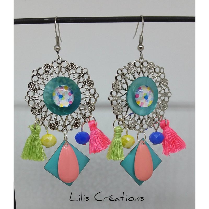 copy of Boucles d'oreilles "Marine" bleu et argenté