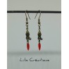 Boucles d'oreilles "Chaperon" rouge et bronze